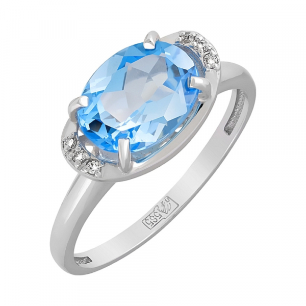 Золотое кольцо с топазом и фианитом № 120307