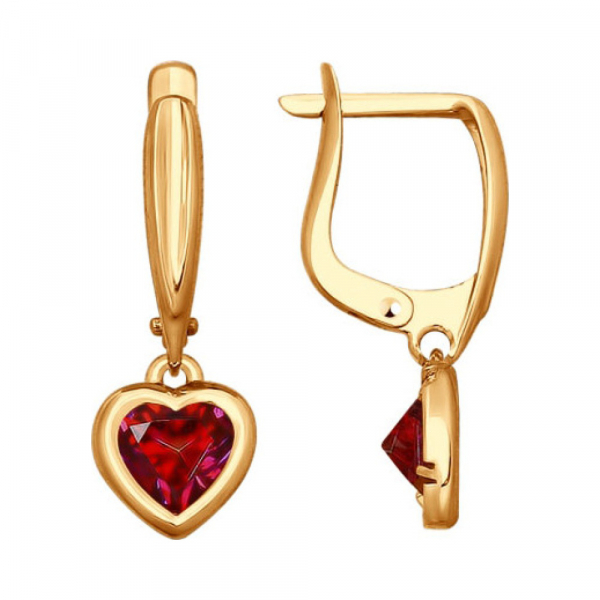 Золотые серьги с кристаллом swarovski № 161643