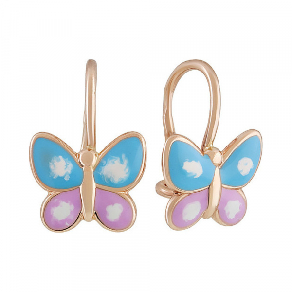 Золотые серьги с эмалью № 135980