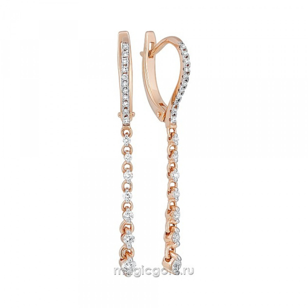 Золотые серьги с бриллиантом № 140293