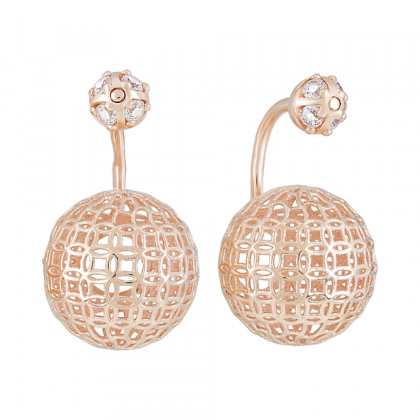 Золотые серьги с фианитами № 126137