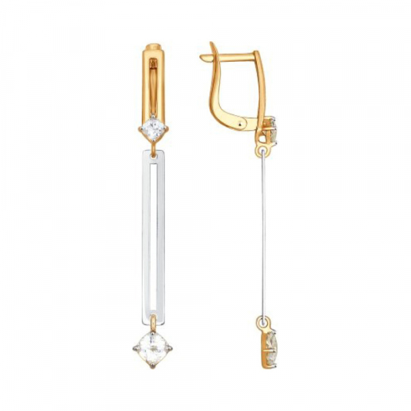 Золотые серьги с кристаллом swarovski № 155861