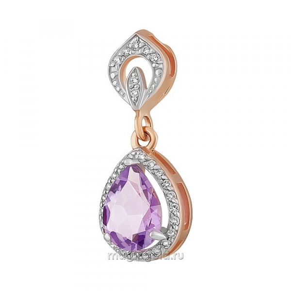 Золотая подвеска с аметистом и фианитом № 162983