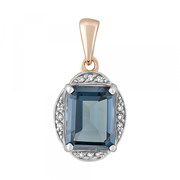 Золотая подвеска с топазом и фианитом № 126585