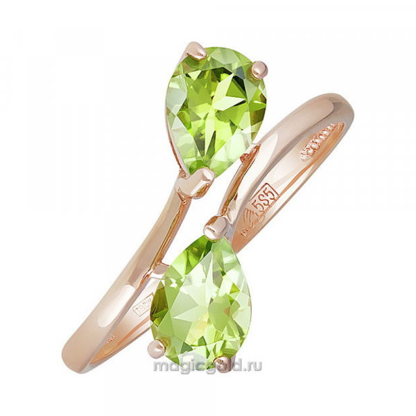 Золотое кольцо с хризолитом № 139050