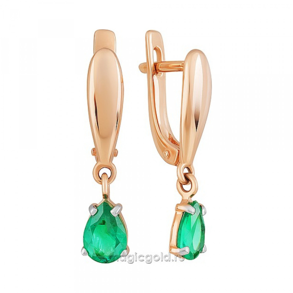 Золотые серьги с изумрудом № 167224