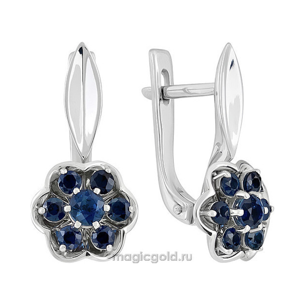 Золотые серьги с сапфиром № 139028