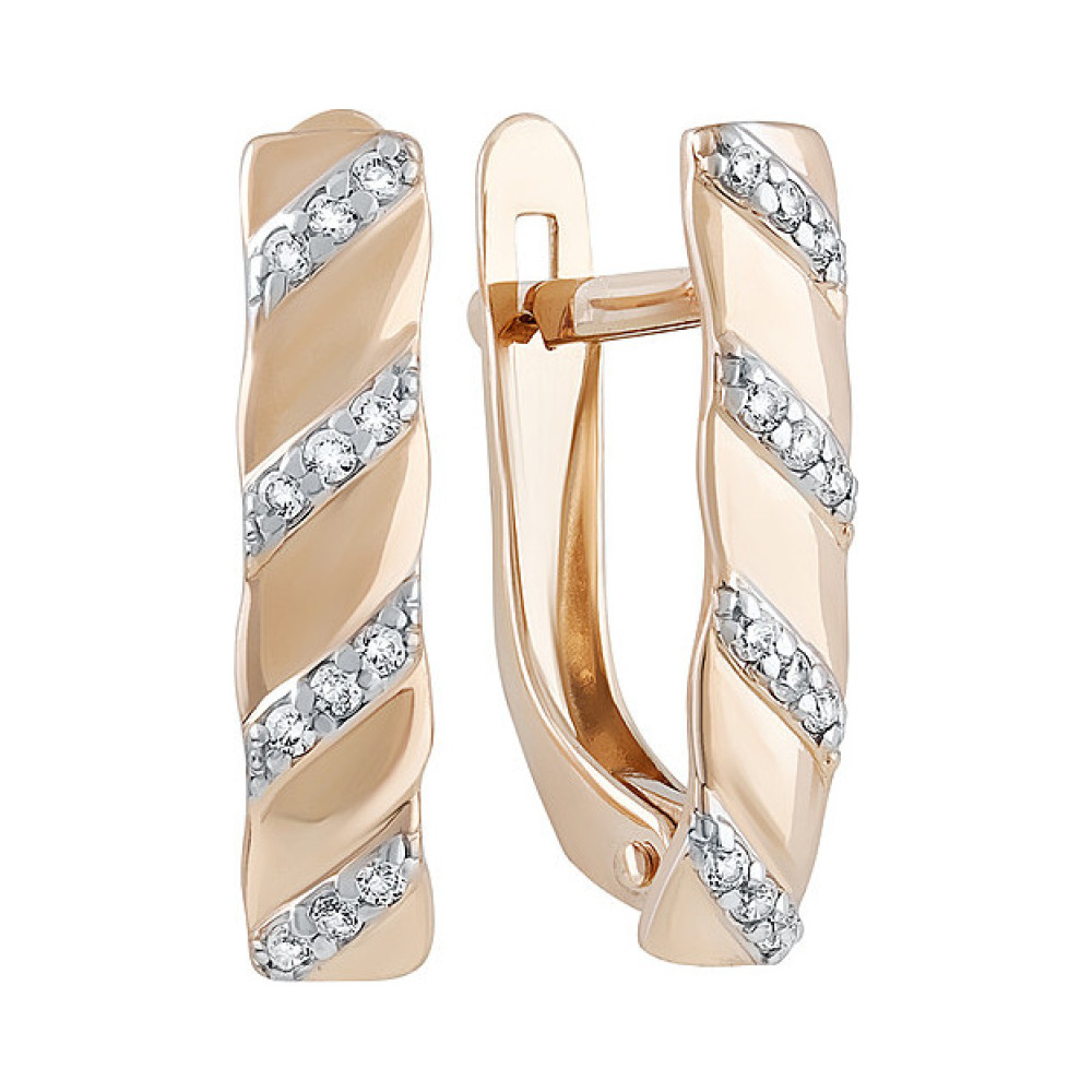 Золотые серьги с фианитом № 135192