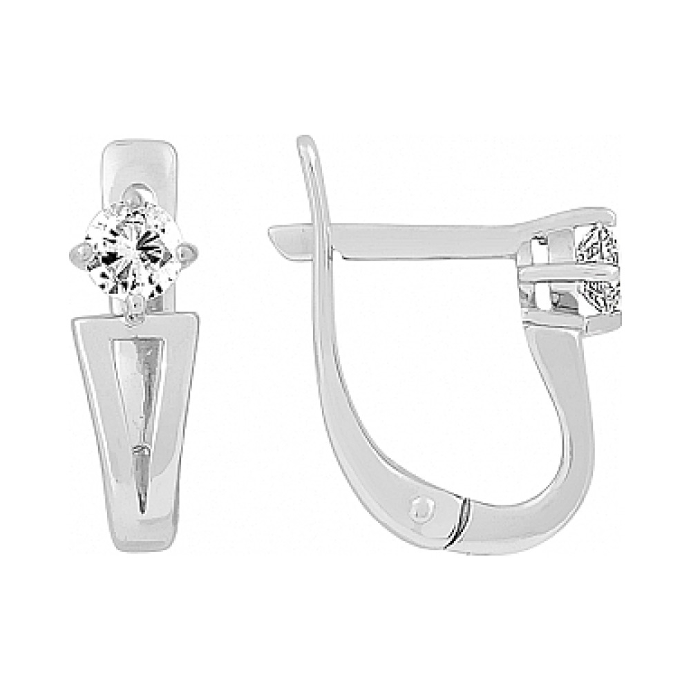 Золотые серьги с бриллиантом № 115331