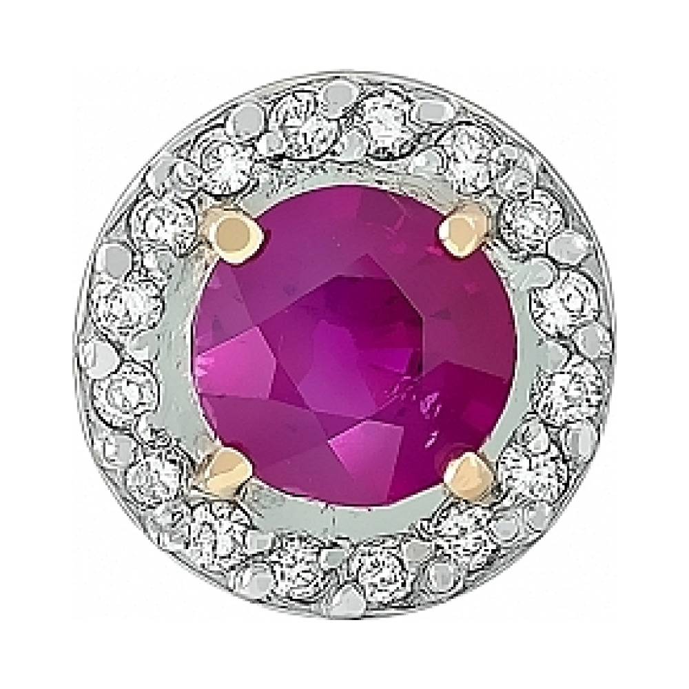 Золотая подвеска с бриллиантом и рубином № 113683