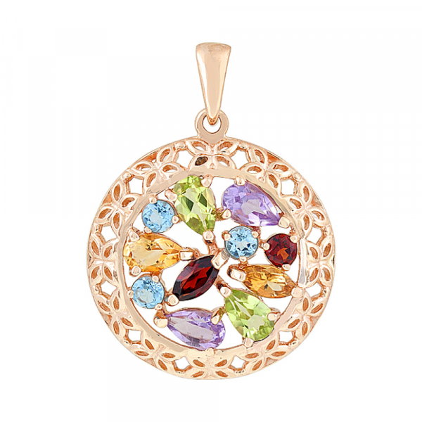 Золотая подвеска с полудрагоценными вставками № 113116