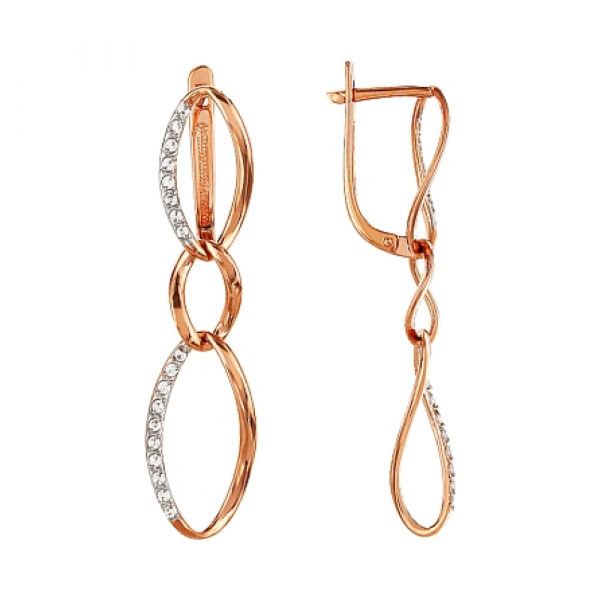 Золотые серьги с фианитом № 82641