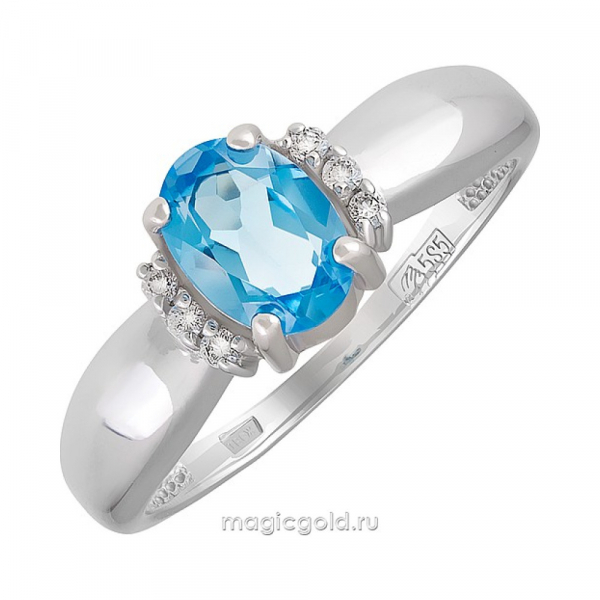 Золотое кольцо с топазом и фианитом № 137853