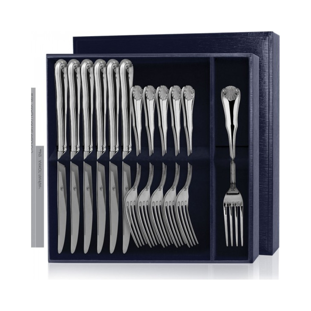 Серебряный столовый набор «Визит» 12 предметов (вилки и ножи)
