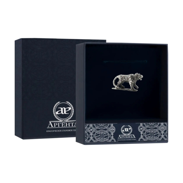 Фигурка Тигр с чернением в футляре из серебра 925 пробы