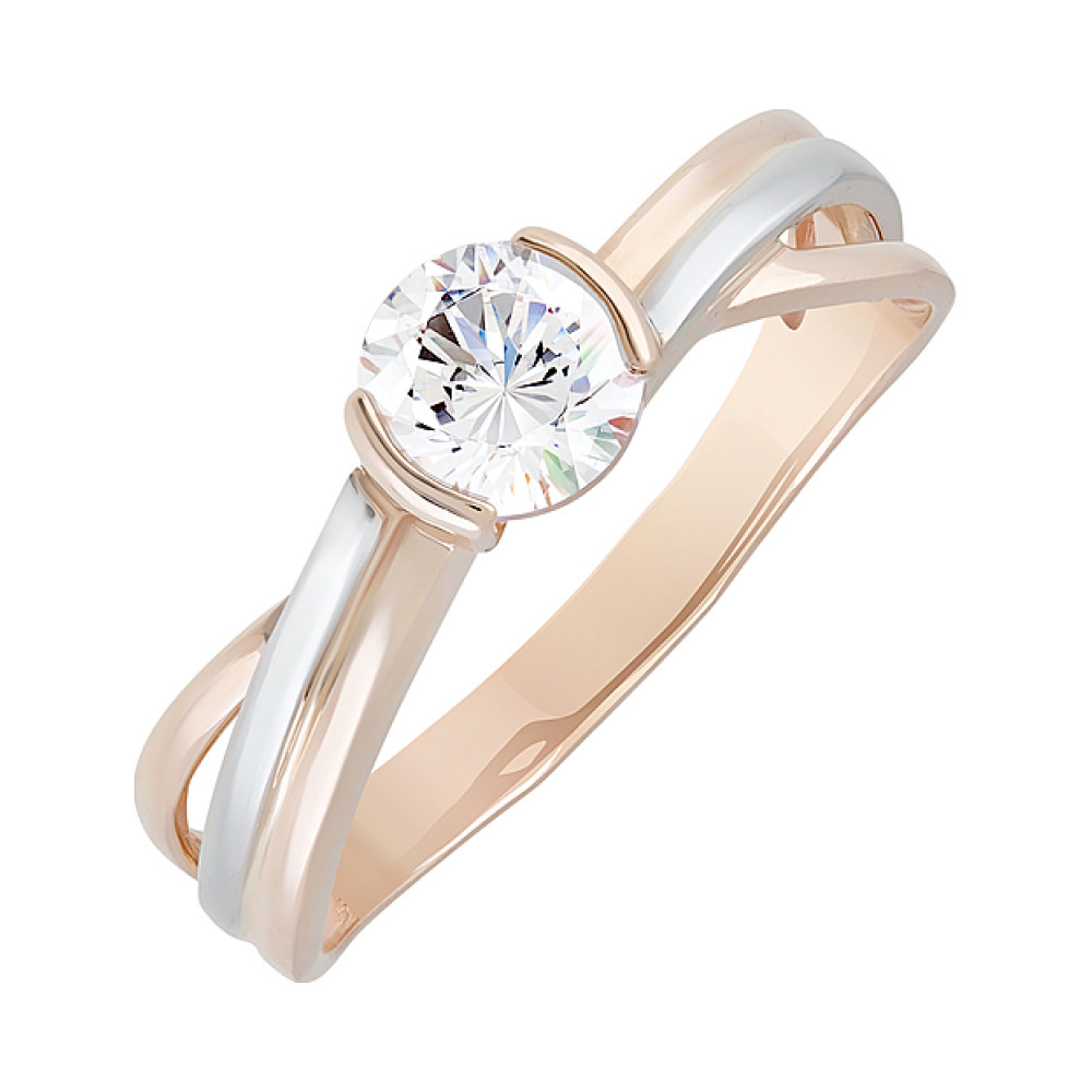 Золотое кольцо с кристаллами swarovski № 128780