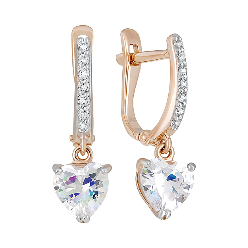 Золотые серьги с фианитами № 129101