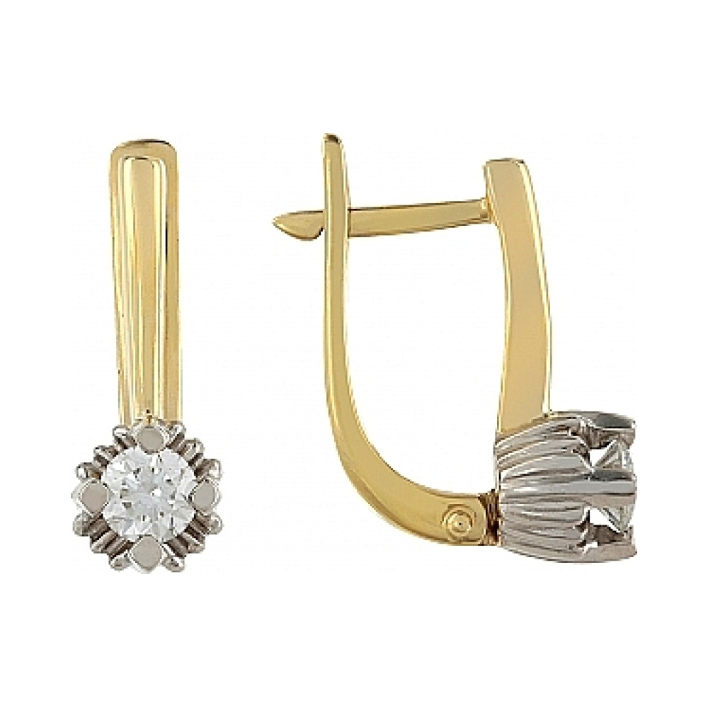 Золотые серьги с бриллиантом № 85065