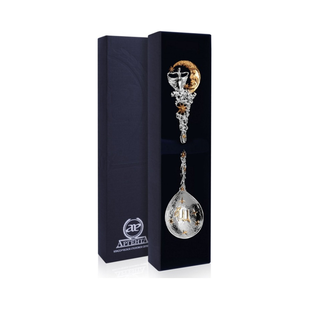 Серебряная ложка «Зодиак-Дева» с позолотой