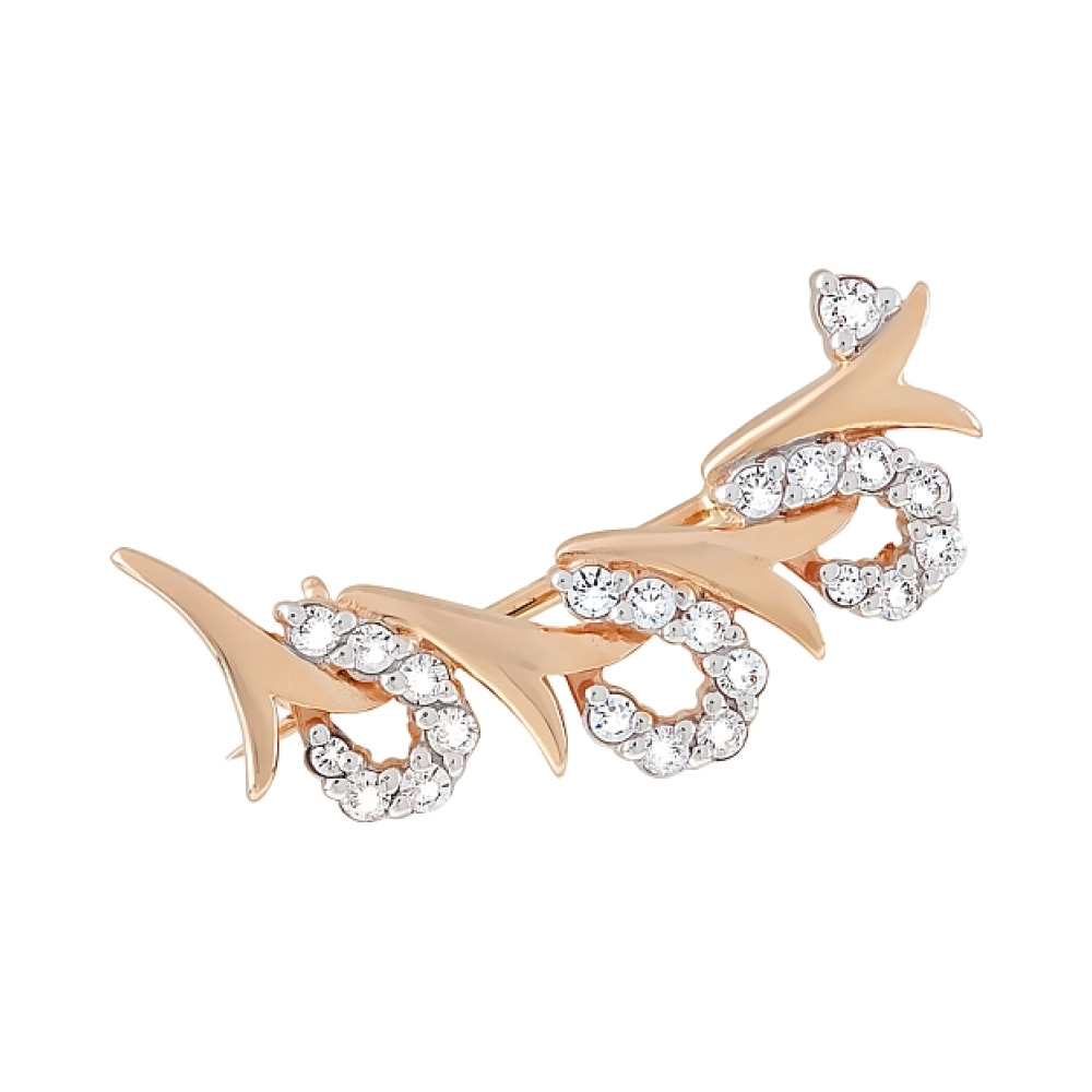 Золотая брошь с фианитами № 121576