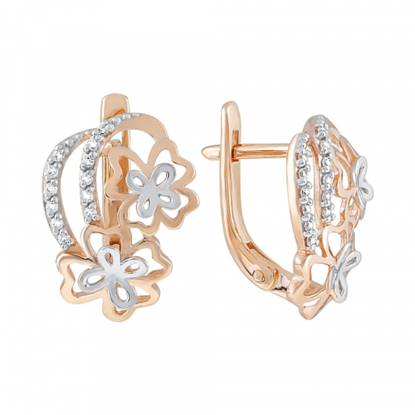 Золотые серьги с фианитами № 120633