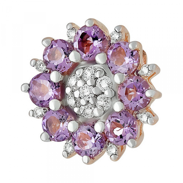 Золотая подвеска с аметистом и фианитом № 135109