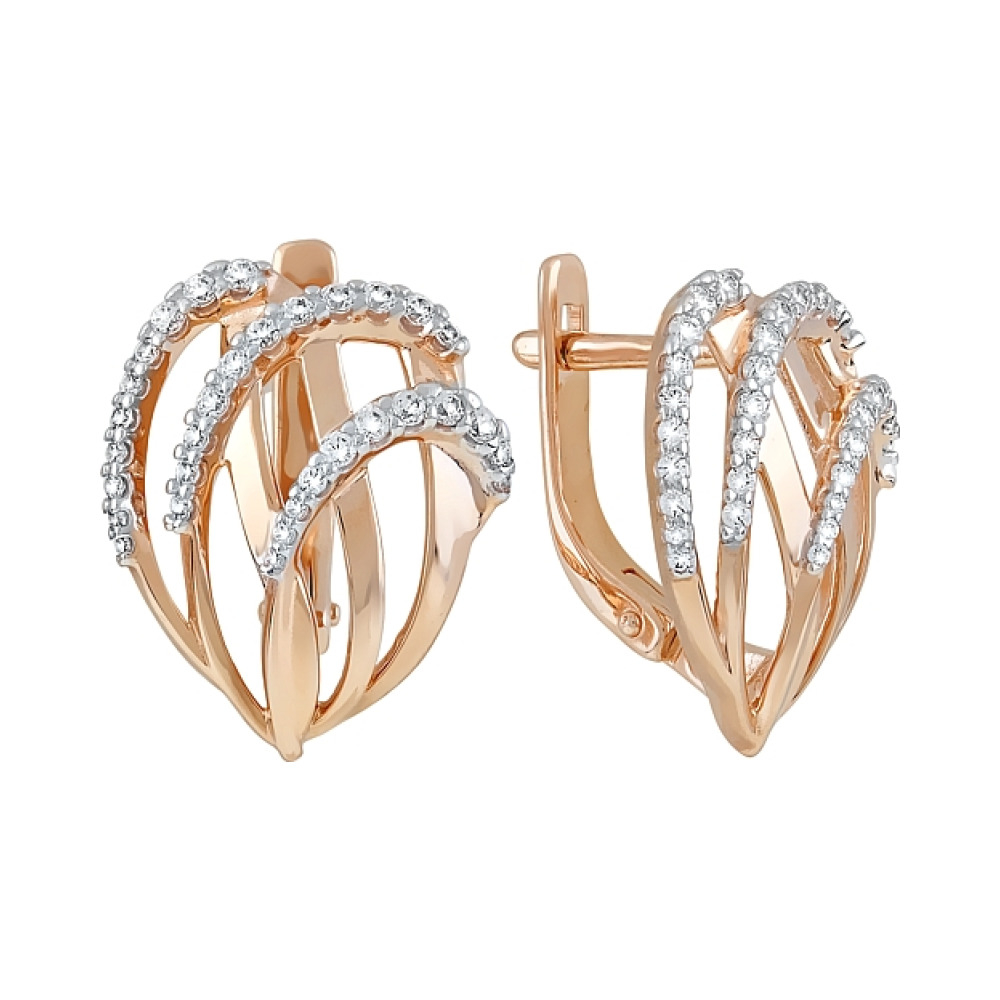 Золотые серьги с фианитами № 121423