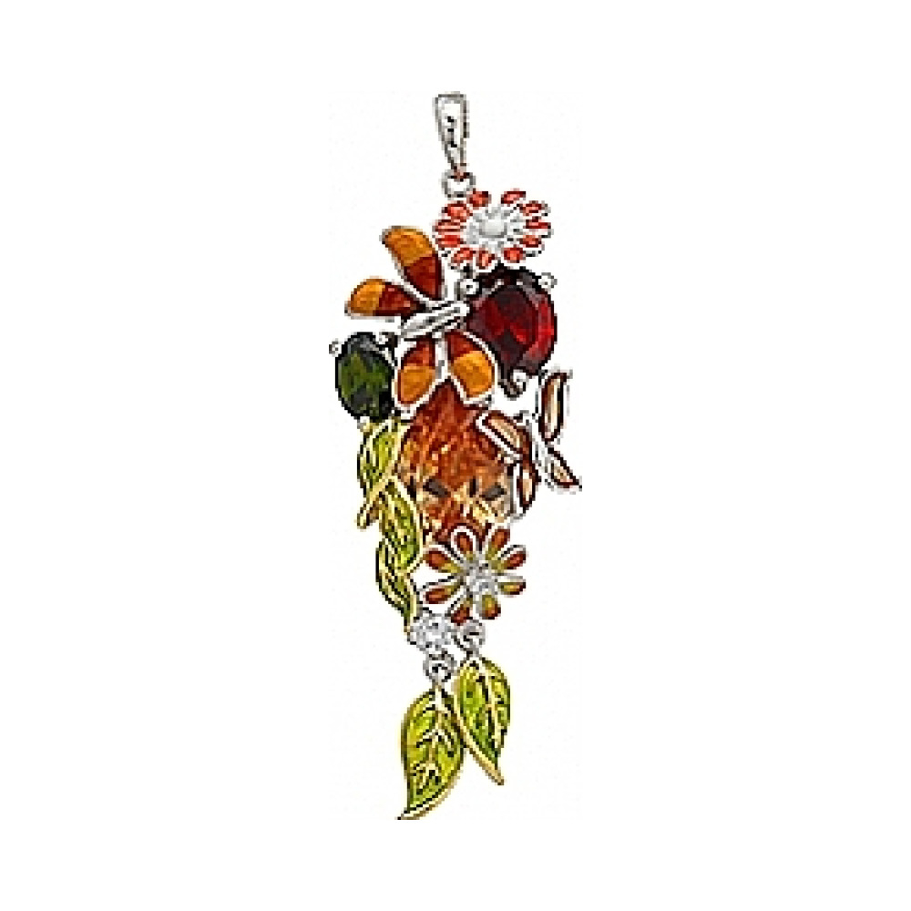 Серебряная подвеска с фианитом и золотым покрытием № 70784