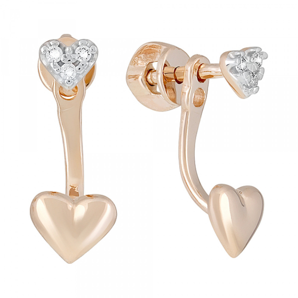 Золотые серьги с фианитами № 129094