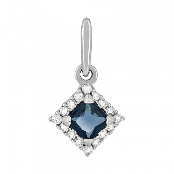 Золотая подвеска с бриллиантом и сапфиром № 108130