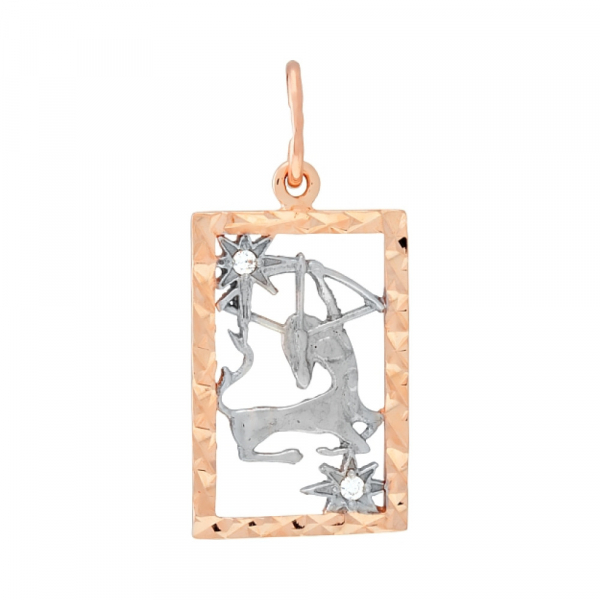 Золотая подвеска с алмазкой и фианитом № 106767