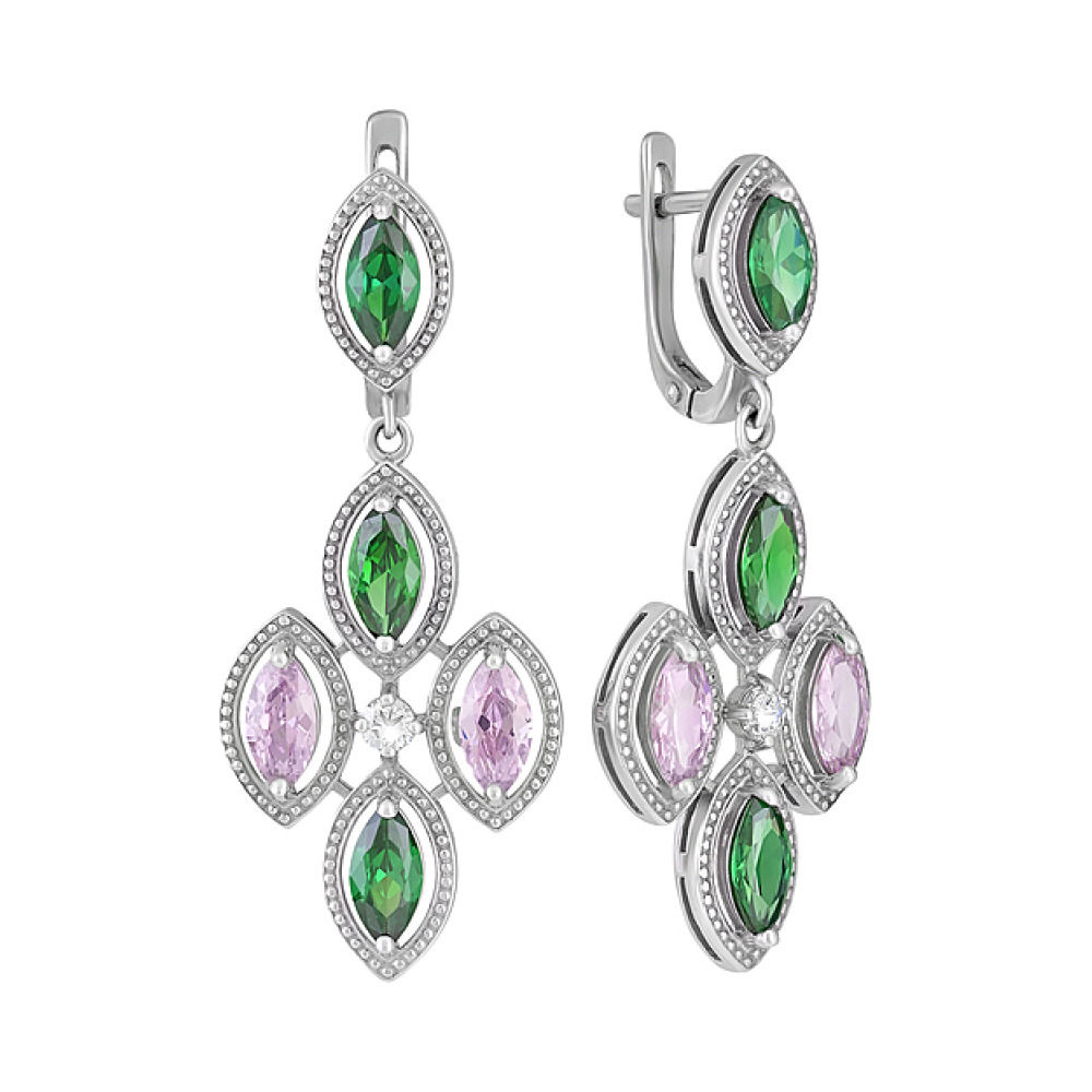 Серебряные серьги с фианитом № 127988