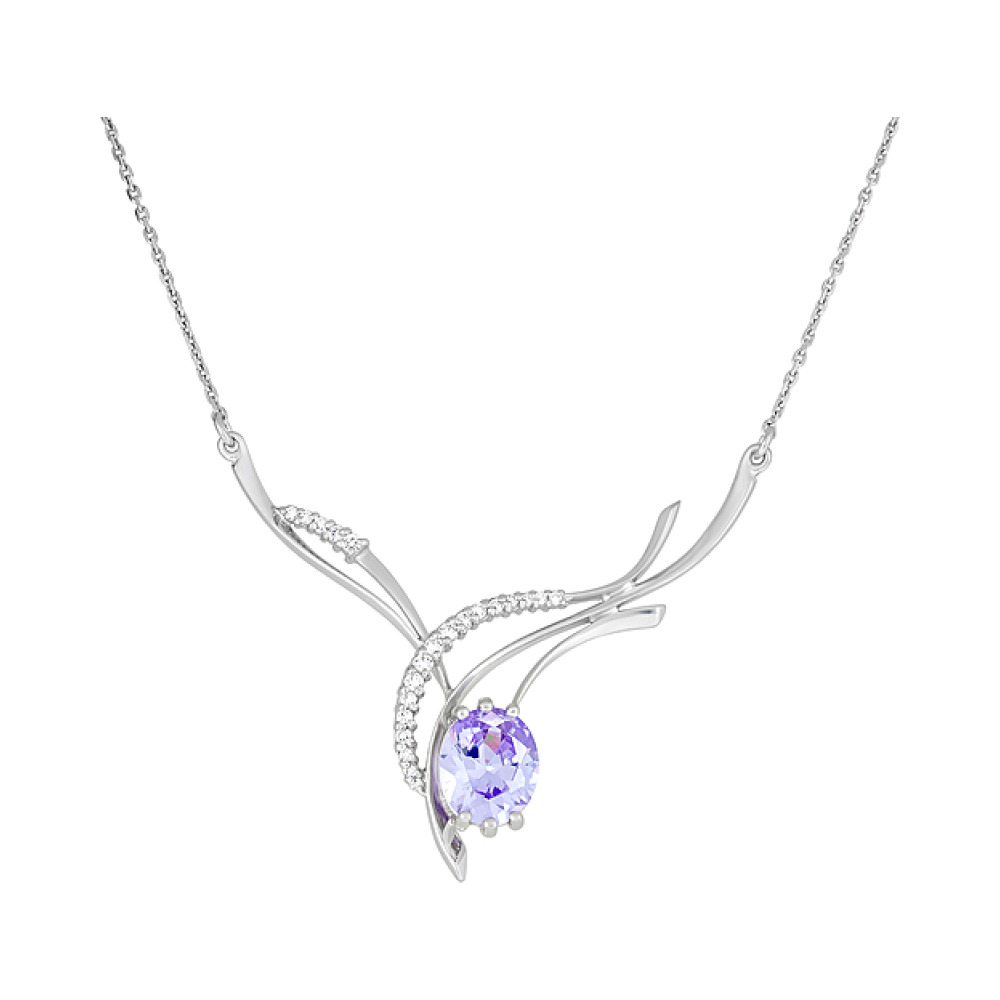 Серебряное колье с фианитом № 123154