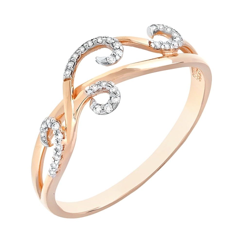 Золотое кольцо с фианитами № 114178