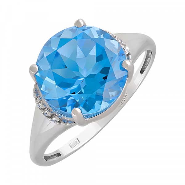 Золотое кольцо с топазом и фианитом № 127003