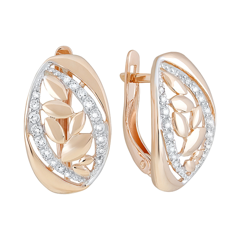 Золотые серьги с фианитами № 127586