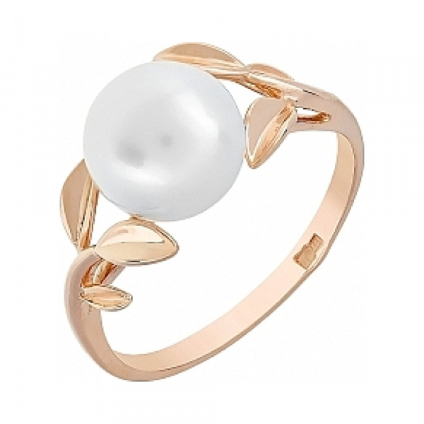 Золотое кольцо с жемчугом № 115585