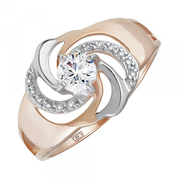 Золотое кольцо с фианитом № 137908