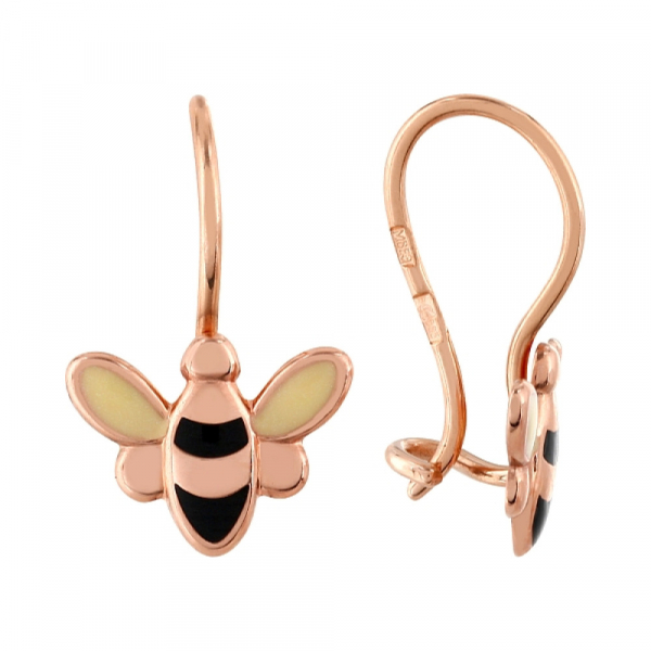 Золотые серьги с эмалью № 85488