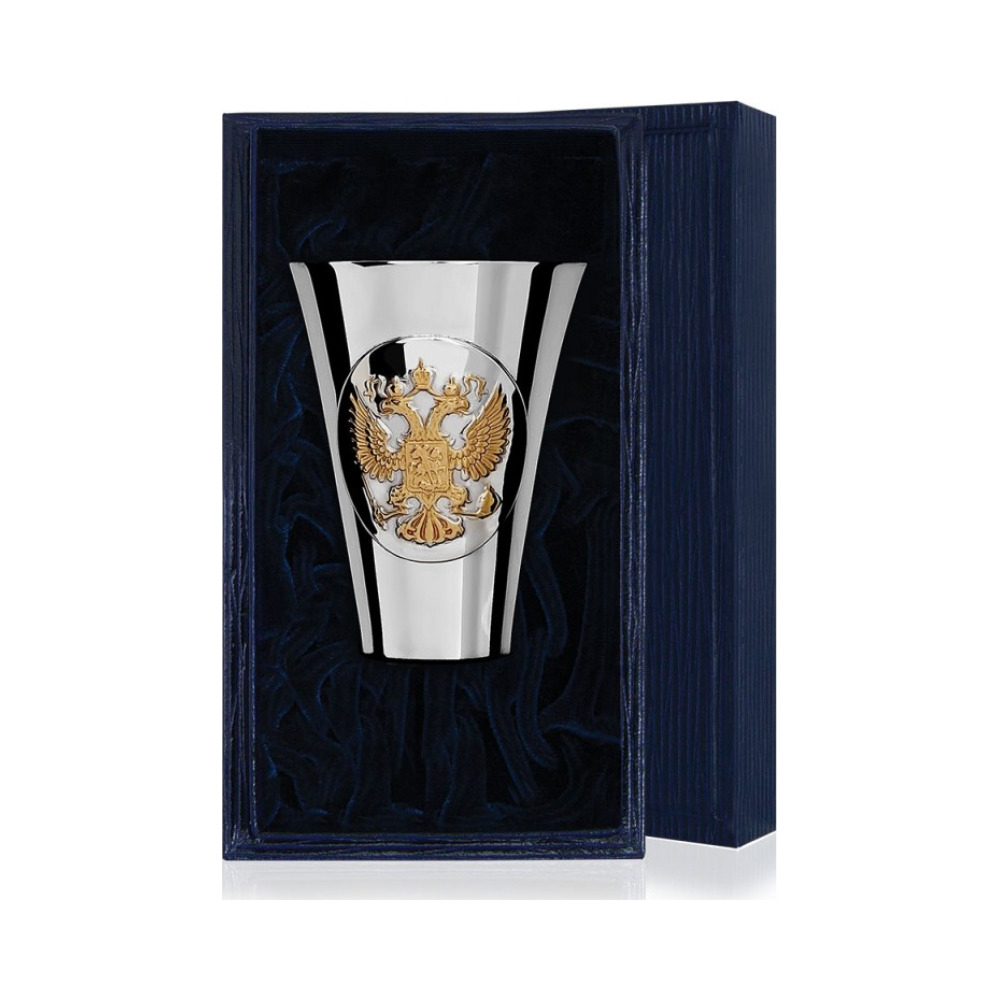Серебряная стопка «Герб» с позолотой
