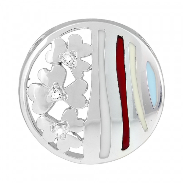 Серебряная подвеска с фианитом и эмалью № 106177