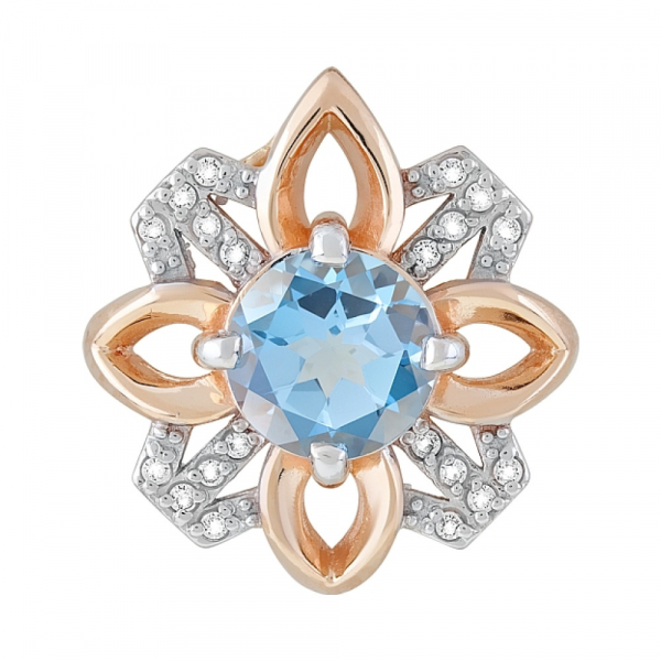 Золотая подвеска с топазом и фианитом № 119329