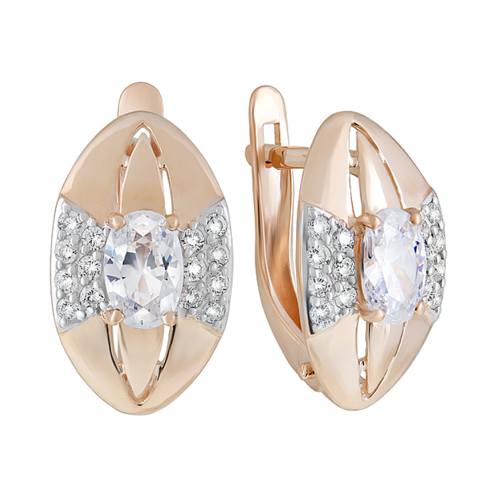 Золотые серьги с фианитами № 126435