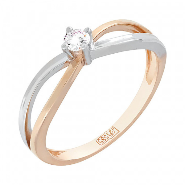 Золотое кольцо с бриллиантом № 96046