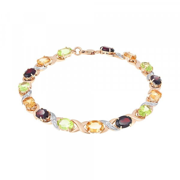 Золотой браслет с полудраг. вставками и фианитом № 112564