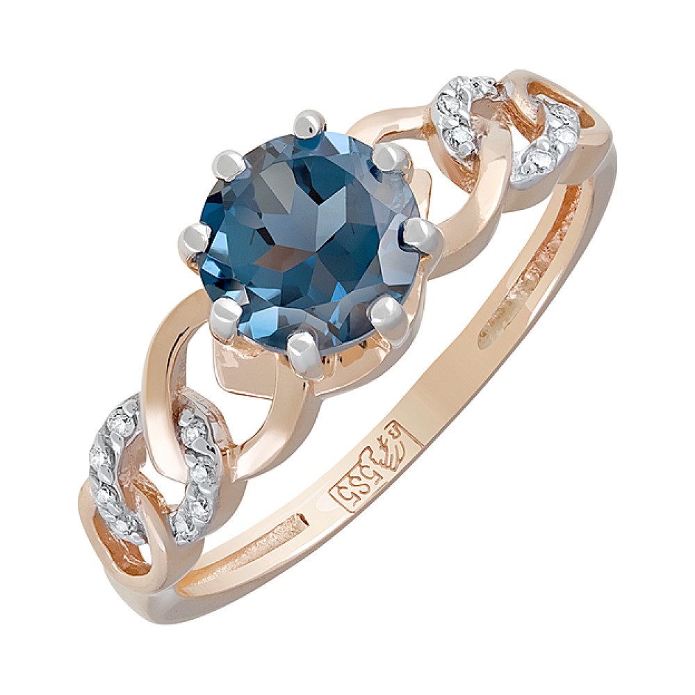 Золотое кольцо с топазом и фианитом № 126547