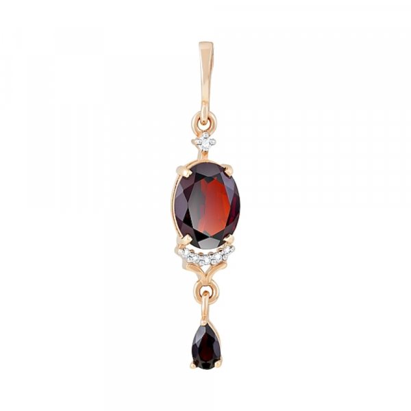 Золотая подвеска с гранатом и фианитом № 119442