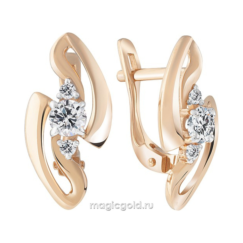 Золотые серьги с фианитом № 173389
