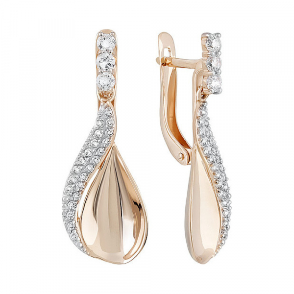 Золотые серьги с фианитом № 135178