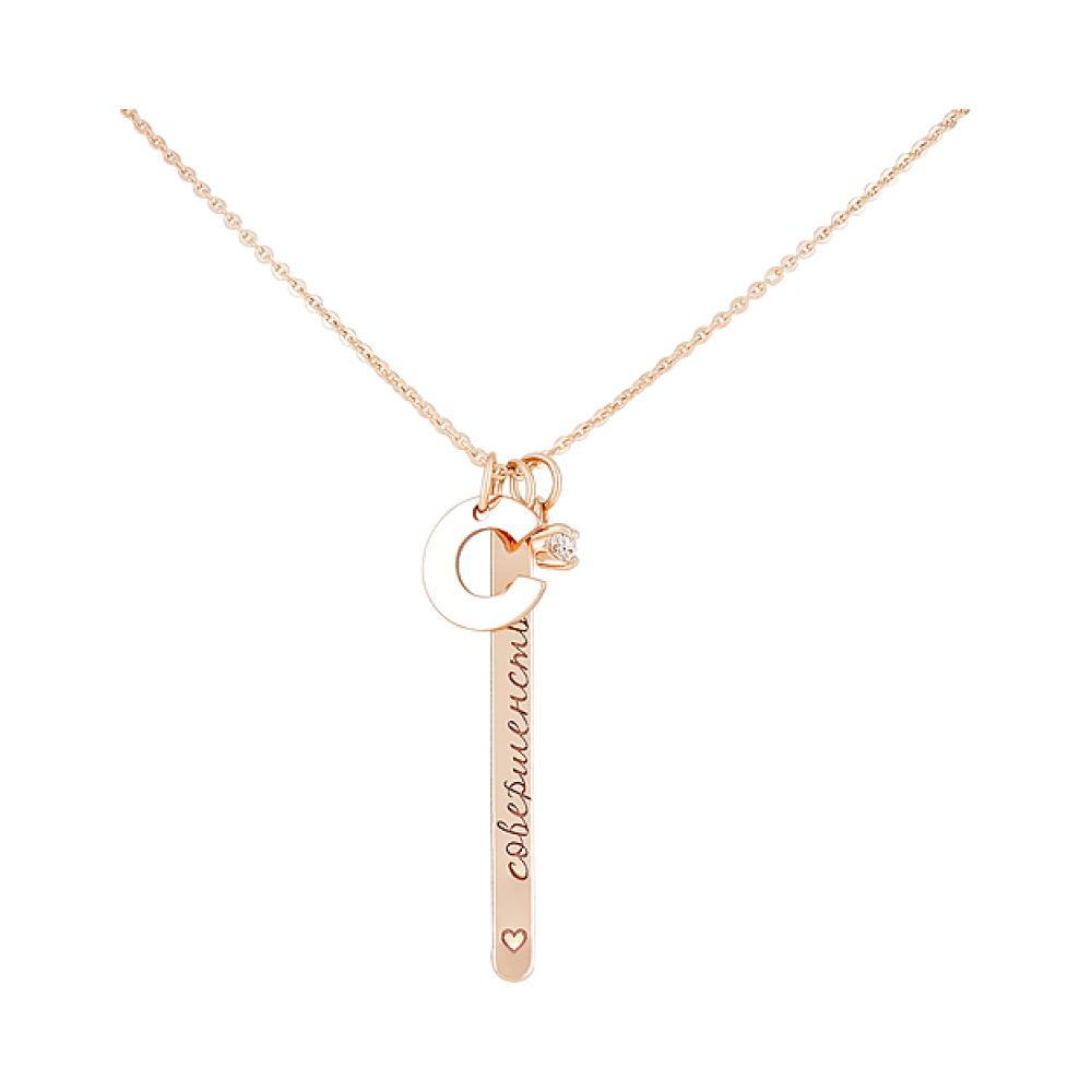 Золотое колье с фианитом № 124349